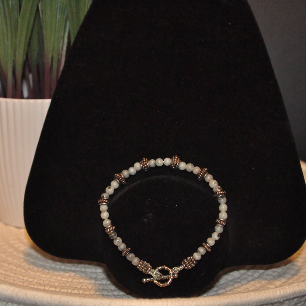 Smoky Gray and Silver Beaded Bracelet